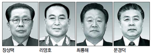 장성택,조선노동당 부장 / 리영호,조선노동상 상무위원/ 최룡해,조선노동당 비서/뮨경덕, 조선노동당 비서/“北 토토사이트 무료웹툰 핵심 4인방 행보 주목해야”