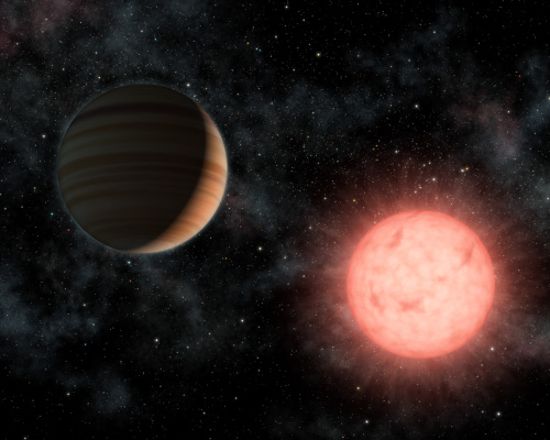 <YONHAP PHOTO-0271> This NASA artist's concept shows the smallest star known to host a planet. The planet, called VB 10b, was discovered using astrometry, a method in which the wobble induced by a planet on its star is measured precisely on the sky. The dim, red star, called VB 10, is a so-called M-dwarf, located 20 light-years away in the constellation Aquila. The smallest-ever planet outside our solar system has been spotted by NASA's Kepler space telescope -- a rocky planet similar in size to the Earth, the US space agency said on January 10, 2011. The planet, named Kepler-10b, is about 1.4 times the size of Earth and spins around its star more than once a day, an orbit much too close for life to survive, NASA said in a statement. AFP PHOTO/NASA/JPL-CALTECH//HANDOUT/RESTRICTED TO EDITORIAL USE /2011-01-11 06:22:54/ <저작권자 ⓒ 1980-2011 ㈜연합뉴스. 무단 전재 재배포 금지.>
This NASA artist’s concept shows the smallest star known to host a planet.  AFP-Yonhap News