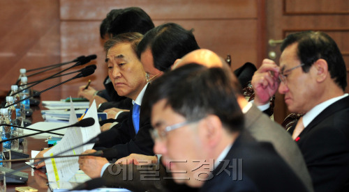 14일 서울 정부 중앙청사에서 열린 국가정책조정회의에서 이재오 특임장관과 이귀남법무장관이 심각한 표정으로 김황식총리의 모두발언을 듣고 있다.<br />김명섭 기자 msiron@
14일 서울 정부 중앙청사에서 열린 국가정책조정회의에서 이재오 특임장관과 이귀남법무장관이 심각한 표정으로 김황식총리의 모두발언을 듣고 있다.
김명섭 기자 msiron@