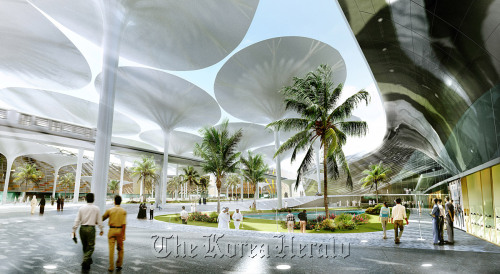 A computer-generated image of an eco-friendly building in Masdar City to be completed by 2025.   Masdar
