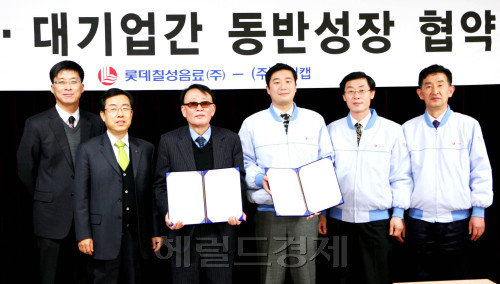 롯데칠성음료(대표이사 정 황)는 1월 20일 경기도 광주시에 위치한 협력업체 ㈜두일캡에 방문해 기술 개발 및 해외진출 등 공동 발전방안을 모색하고 동반성장 협약식을 체결하였다.<br />-롯데칠성 제공-
롯데칠성음료(대표이사 정 황)는 1월 20일 경기도 광주시에 위치한 협력업체 ㈜두일캡에 방문해 기술 개발 및 해외진출 등 공동 발전방안을 모색하고 동반성장 협약식을 체결하였다.
-롯데칠성 제공-
롯데칠성음료(대표이사 정 황)는 1월 20일 경기도 광주시에 위치한 협력업체 ㈜두일캡에 방문해 기술 개발 및 해외진출 등 공동 발전방안을 모색하고 동반성장 협약식을 체결하였다.
-롯데칠성 제공-