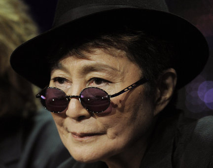 Yoko Ono is pictured during a panel discussion on the PBS special "Lennon NYC" at the PBS Television Critics Association summer press tour in Beverly Hills, Calif. (AP)