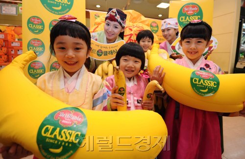 23일 오전 롯데마트 서울역점에서 한국델몬트가 클래식 바나나 런칭기념 복주머니 증정행사를 진행해 고객들의 눈길을 끌고 있다. 박해묵 기자/mook@heraldm.com
23일 오전 롯데마트 서울역점에서 한국델몬트가 클래식 바나나 런칭기념 복주머니 증정행사를 진행해 고객들의 눈길을 끌고 있다. 박해묵 기자/mook@heraldm.com