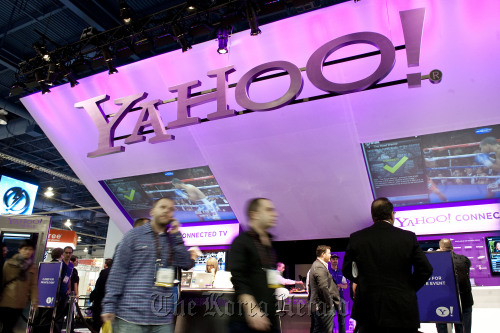 Signage for Yahoo Inc.’s Connected TV on display during the 2011 International Consumer Electronics Show in Las Vegas, Nevada on Jan. 7.  Bloomberg