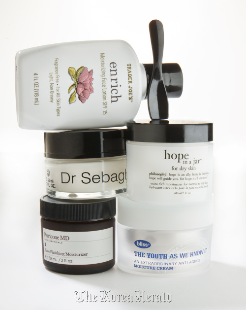 High-end moisturizers: Hope in a Jar by Philosophy, Face Finishing Moisturizer by Perricone MD, Natural Replenishing Cream by Dr. Sebagh, The Youth as We Know it Moisture Cream by Bliss, Enrich from Trader Joe’s.  Chicago Tribune/MCT