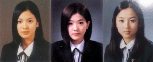 [사진=온라인 커뮤니티 사이트 연예게시판에 올라온 인어공주 토토사이트-이진-한혜진의 고등학교 졸업사진]