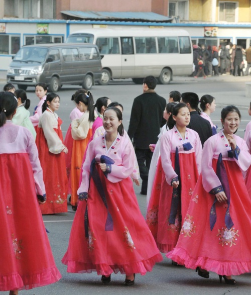 People are celebrating the 69th Birthdya of North Korean Leader Kim Jong-il on Wednesday. (AP-Yonhap News)