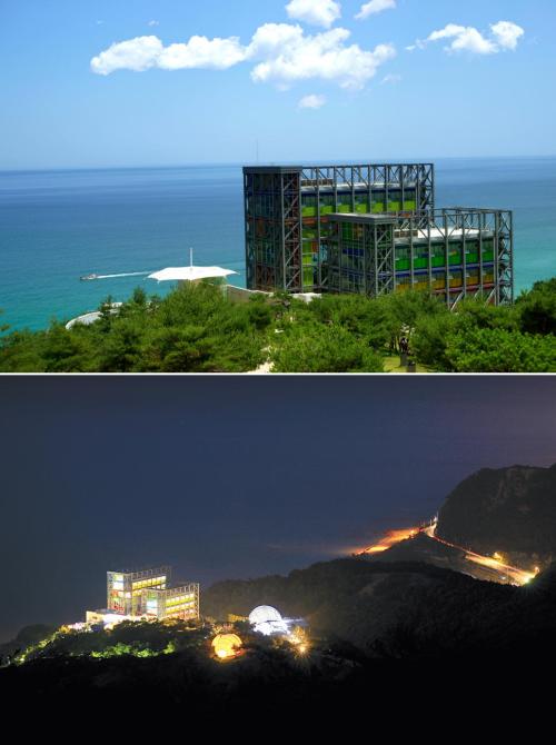 An outside view of Haslla Museum Hotel, Jeongdongjin, Gangwon Province.