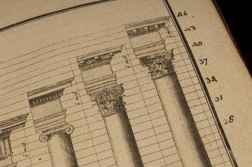 <YONHAP PHOTO-0249> In this photo provided Feb. 22, 2011, by Washington University in St. Louis shows notes made by Thomas Jefferson in the margin of an architecture book scholars say was used by Jefferson to design the University of Virginia. The book is one of dozens owned by Thomas Jefferson that have been found in the rare books collection at the St. Louis school. The books were among about 3,000 that were donated to the school in 1880 after the death of Jefferson's granddaughter, Ellen Wayles Randolph Coolidge, and her husband, Joseph Coolidge. (AP Photo/Washington University, Joe Angeles) NO SALES/2011-02-23 06:57:23/ <저작권자 ⓒ 1980-2011 ㈜연합뉴스. 무단 전재 재배포 금지.>
Notes made by Thomas Jefferson in the margin of an architecture book scholars say was used by Jefferson to design the University of Virginia.  AP-Yonhap News