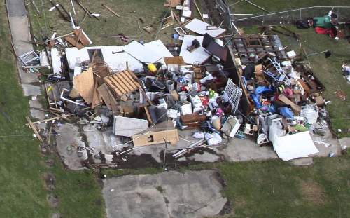 An aerial view of a house destroyed by the tornado in Rayne, Louisiana, Saturday. (AP)