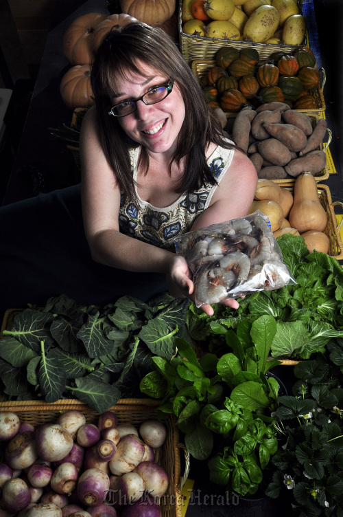 Desiree Kane of Charlotte, North Carolina, is mostly vegetarian, but does eat some protein foods like shrimp.  Charlotte Observer/MCT