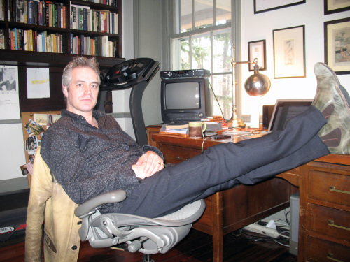 Wesley Stace relaxes in the study of his West Philadelphia, Pennsylvania home. (John Timpane/Philadelphia Inquirer/MCT)