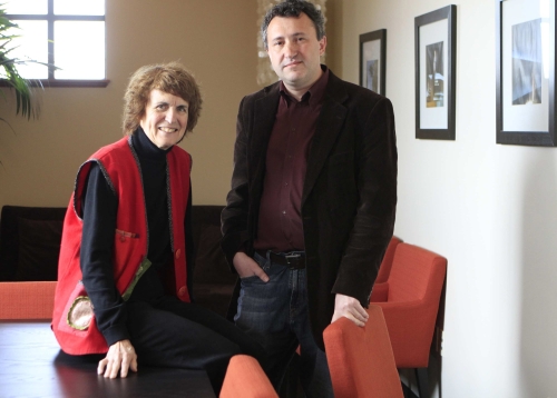 Amanda Pope (left) and Tchavdar Georgiev, pictured March 7, directed the documentary, “The Desert of Forbidden Art.”
(Kirk McKoy/Los Angeles Times/MCT)
