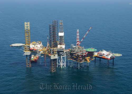 An aerial view of De Ruyter development area in the North Sea, operated by Dana Petroleum which was acquired by Korea National Oil Corp. in 2009. KNOC