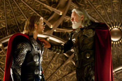 Chris Hemsworth (left) stars as Thor and Anthony Hopkins as Odin in “Thor,” from Paramount Pictures and Marvell Entertainment. (Marvel Studios/MCT)