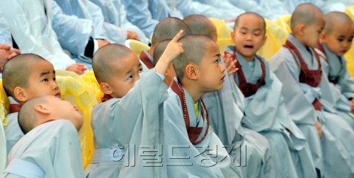 불기 2555년 부처님오신날인 10일 서울 종로구 견지동 조계사에서 법요식이 열려 동자승들이 떨어지는 빗물을 보며 천진난만한 표정을 짓고 있다.<br />김명섭 기자 msiron@
불기 2555년 부처님오신날인 10일 서울 종로구 견지동 조계사에서 법요식이 열려 동자승들이 떨어지는 빗물을 보며 천진난만한 표정을 짓고 있다.
김명섭 기자 msiron@