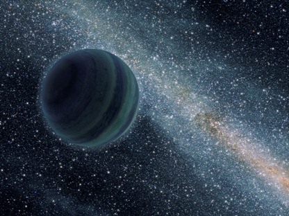 This artist's conception provided by NASA/Jet Propulsion Laboratory-Caltech shows a newly discovered type of planet that wanders freely or follows very loose orbits. Astronomers have the mysterious denizens of the Milky Way are apparently as common as the stars. One expert called the discovery a huge surprise. (AP)