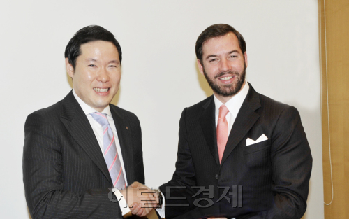 조현상 효성 (전무), 효성 (산업자재PG장), 기욤 장 조지프 마리(Guillaume) 룩셈부르크 왕세자 (룩셈부르크) / (피플 꼭 넣어주세요)조현상 효성 산업자재PG장-룩셈부르크 왕세자 만남