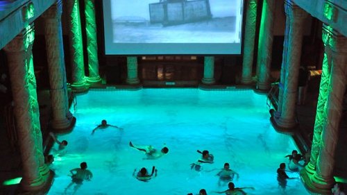 Insurance giant Munich Re held a pool party for its leading salesmen in the renowned Hungarian Art Nouveau spa where they were rewarded with the services of prostitutes. (AP)