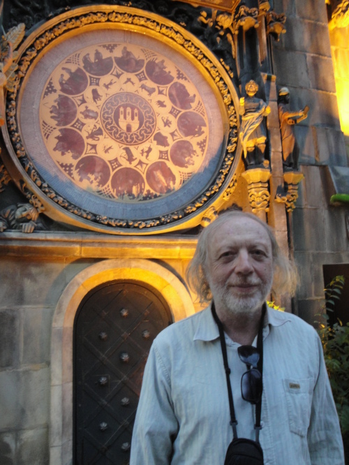 Michal Ajvaz outside Castle Praha Czech pub, restaurant and cultural
center in Hongdae in Seoul earlier this month. (John Power/The Korea Herald)