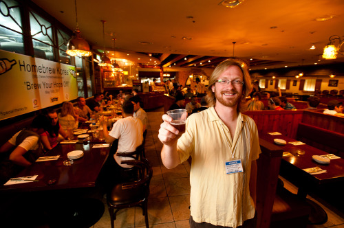 Adam Mathews, winner of the stout category at Brew Your Hops Off.  Homebrew Korea