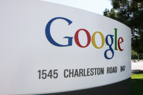 The logo of internet search engine company Google at the headquarters in Mountain View in Silicon Valley, south of San Francisco. (AFP-Yonhap News)