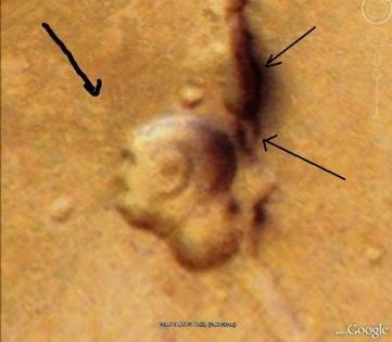 A Martian surface feature, as seen on the Google Mars database, that one man says looks like the profile of Mahatma Gandhi.(Space.com/Matteo Ianneo/ESA/Google Maps/Before It's News)