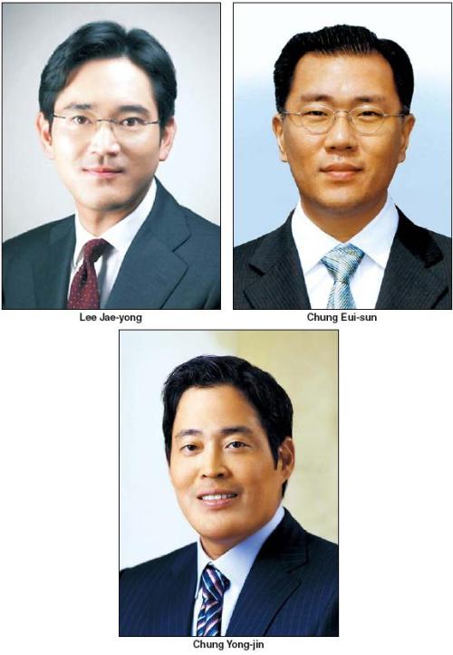 이재용 삼성전자 사장, 정의선 현대자동차 부회장, 정용진 신세계 그룹 대표이사 부회장/Chaebol heirs prove their mettle as leaders