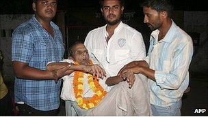 India's oldest inmate Brij Bihari Pandey was released at 108. (AFP)