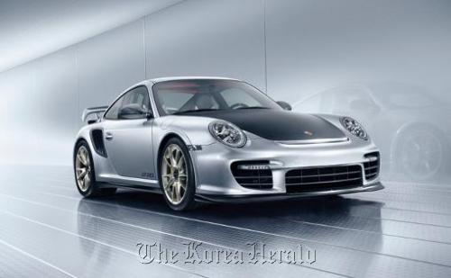 A Porsche 911 GT2 RS automobile is released to the media on Friday.  Bloomberg