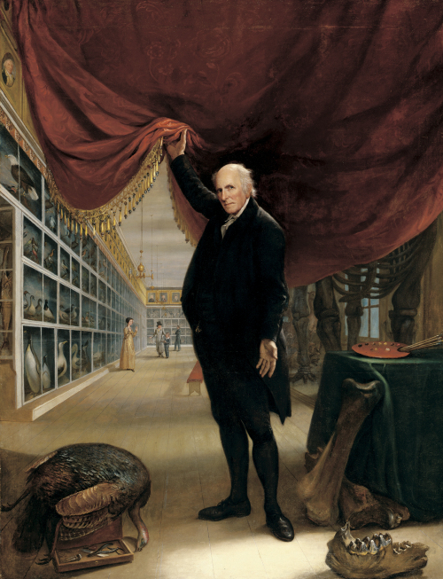 <YONHAP PHOTO-0532> This image provided by The Smithsonian American Art Museum, courtesy of the Pennsylvania Academy of the Fine Arts, shows an 1822 oil on canvas self-portrait by Charles Willson Peale, titled "The Artist in His Museum," in which Peale shows himself pulling back a curtain to reveal the scientific and artistic wonders held at his museum to spark a visitor?s curiosity. The painting is a primary work on display at the Smithsonian American Art Museum's exhibit, ?Great Hall of American Wonders,? which explores 19th-century innovations through art in the landmark Washington building once known as the ?temple of invention.? (AP Photo/The Smithsonian American Art Museum, Courtesy Pennsylvania Academy of the Fine Arts)/2011-07-17 07:22:56/ <저작권자 ⓒ 1980-2011 ㈜연합뉴스. 무단 전재 재배포 금지.>
This image provided by The Smithsonian American Art Museum, courtesy of the Pennsylvania Academy of the Fine Arts, shows an 1822 oil on canvas self-portrait by Charles Willson Peale, titled “The Artist in His Museum,” in which Peale shows himself pulling back a curtain to reveal the scientific and artistic wonders held at his museum to spark a visitor’s curiosity.  AP-Yonhap News