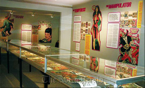 More than 1,000 comics collected by William Wu are on display at the exhibition at New York University.  China Daily
