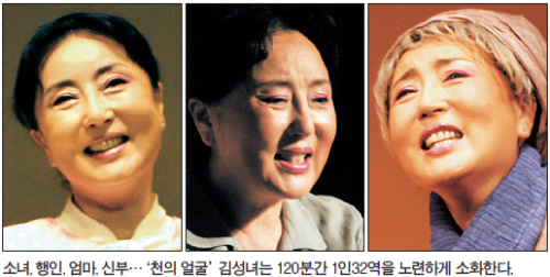 김성녀 교수,국악인/ 1인32역‘천의 얼굴’…불켜진뒤 객석은 뜨거운 눈물로 가득찼다