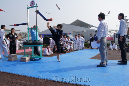 A young practitioner performs at the 2010 Chungju World Martial Arts Festival.  Chungju City