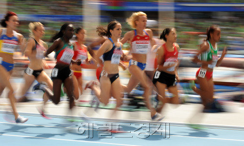 28일 오전 대구스타디움에서 열린 2011 대구세계육상선수권대회 여자 1500m 1라운드에서 각국의 참가선수들이 역주하고 있다. 대구=박해묵 기자/mook@heraldm.com\r\n28일 오전 대구스타디움에서 열린 2011 대구세계육상선수권대회 여자 1500m 1라운드에서 각국의 참가선수들이 역주하고 있다. 대구=박해묵 기자/mook@heraldm.com