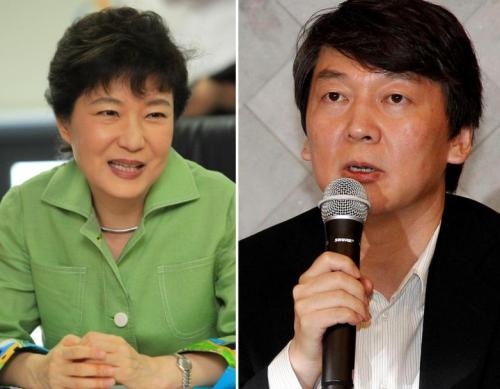 (From left) Park Geun-hye, Ahn Cheol-soo (Yonhap News)