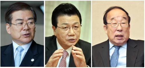 (From left) Cho Yang-ho, chairman of the Pyeong-Chang 2018 bid committee\r\nKim Jin-sun, former Gangwon Province governor and special ambassador for the bidding committee \r\nPark Yong-sung, president of the Korean Olympic Committee\r\n(The Korea Herald)