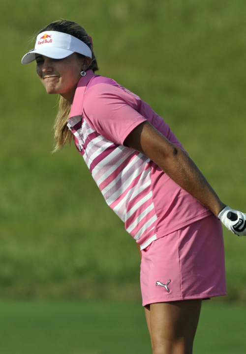<YONHAP PHOTO-0235> Lexi Thompson reacts as her putt misses the cup on the 17th hole during the third round at the Navistar LPGA Classic golf tournament on the Robert Trent Jones Golf Trail at Capitol Hill in Prattville, Ala., on Saturday, Sept. 17, 2011. (AP Photo/ Montgomery Advertiser, Lloyd Gallman) NO SALES/2011-09-18 07:56:01/ <저작권자 ⓒ 1980-2011 ㈜연합뉴스. 무단 전재 재배포 금지.>\r\nLexi Thompson