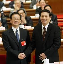 사진 왼쪽부터 원자바오 총리, 주룽지 前총리.