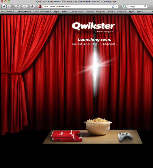 <YONHAP PHOTO-2072> This screen shot shows Qwikster.com, a new website service available soon from Netflix. Netflix Inc. plans to separate its DVD-by-mail service and streaming video businesses. CEO Reed Hastings said on Sunday in a blog posting that the DVD service will be called Qwikster while the streaming business will be housed under the Netflix name. (AP Photo/Netflix Inc.)/2011-09-19 20:56:52/ <저작권자 ⓒ 1980-2011 ㈜연합뉴스. 무단 전재 재배포 금지.>\r\nThis screen shot shows Qwikster.com, a new website service available soon from Netflix.  AP-Yonhap News