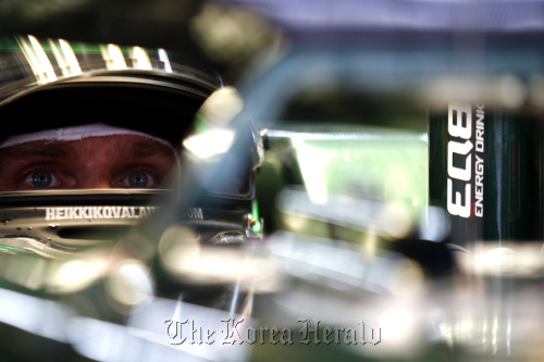 Heikki Kovalainen of Team Lotus prepares for the qualifying run on Saturday at the Korean Grand Prix.  Team Lotus