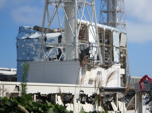 The reactor building of Unit 4 at Tokyo Electric Power Co.'s (Tepco) Fukushima Dai-Ichi nuclear power station in Fukushima (Yonhap News)