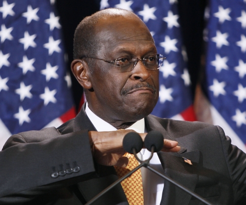 <YONHAP PHOTO-0670> Republican presidential candidate Herman Cain addresses the media Tuesday, Nov. 8, 2011, in Scottsdale, Ariz. Cain said Tuesday that he would not drop his bid for the Republicans? presidential nomination in the face of decade-old allegations of inappropriate sexual behavior. (AP Photo/Matt York)/2011-11-09 08:39:19/ <저작권자 ⓒ 1980-2011 ㈜연합뉴스. 무단 전재 재배포 금지.>
Herman Cain addresses the media in Scottsdale, Arizona, Tuesday. AP-Yonhap News