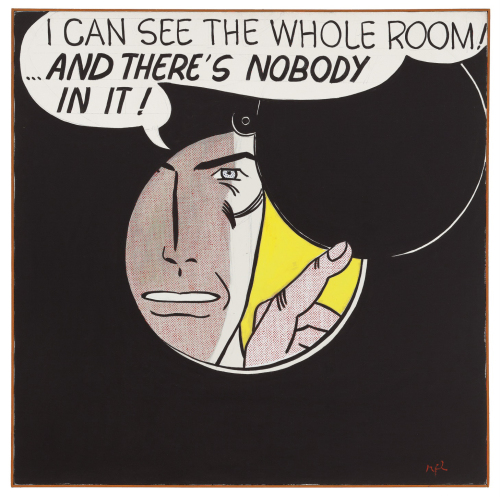<YONHAP PHOTO-1042> In this photo provided by Christie?s Auction House, a 1961 painting by the late Pop Artist Roy Lichtenstein, entitled; ?I Can See the Whole Room!?and There's Nobody in It!? is shown. The painting was sold at auction by Christie?s in New York, on Tuesday, Nov. 8, 2011 for over $43 million. (AP Photo/Christie?s Auction House)/2011-11-09 11:39:30/ <저작권자 ⓒ 1980-2011 ㈜연합뉴스. 무단 전재 재배포 금지.>
A 1961 painting by the late Pop Artist Roy Lichtenstein, entitled “I Can See the Whole Room! ... and There’s Nobody in It!” AP-Yonhap News