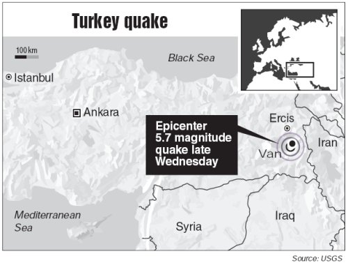 City of Van hit by yet another earthquake that toppled 25 buildings.
source:USGS
