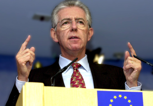 In this July 17, 2002 file photo, European Union Commissioner for Competition Mario Monti speaking during a news conference at EU headquarters in Brussels. (AP-Yonhap News)