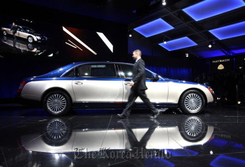 A Daimler AG’s Maybach ultra-luxury saloon is shown at the Beijing Auto Show.  Bloomberg