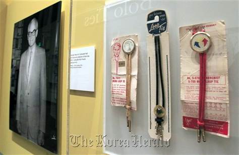 The exhibit, “Native American Bolo Ties: Vintage and Contemporary,” held at the Heard Museum, Phoenix. AP