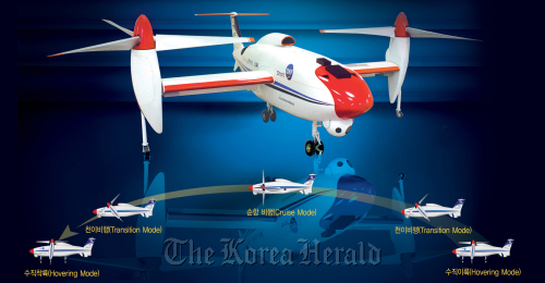 The new unmanned tiltrotor aircraft unveiled by KARI.  KARI