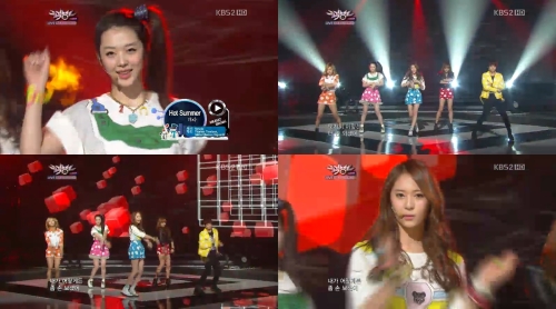에프엑스(f(x)), 가수(빅토리아, 크리스탈, 엠버, 설리, 루나)/‘뮤뱅’ 에프엑스, 추위도 잊게하는 뜨거운 무대 ‘핫 섬머’